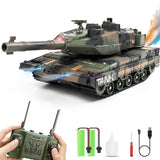 Hitish RC Tank - 2.4Ghz Remote Control Army Tank Toys with Auto Demo Sound Light Smoke - 13 Channel Military Vehicles Model Gift for Kids Adults Boys Age 6-8 9-12, Army Green