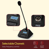Pyle 8 Channel UHF Wireless Conference Microphone System with 8 Gooseneck Mics, 300 Ft Range, Selectable Frequencies & Rack Mount Receiver for Meetings, Presentations & Events