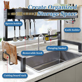 QIUHTR Space-Saving Over The Sink Dish Drying Rack for Kitchen Counter,Large Dish Racks with Cutlery Holder,for Dish,Pots,Lids, Bowls,Cups,for Kitchen Storage(21.6")