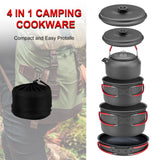 Camping Cookware Set Camping Gear, Compact Camping Pots and Pans Set, Durable Hard Alumina Camping Cooking Set Alocs