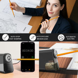 Aurbuex Heavy Duty Electric Pencil Sharpener – 6-Hole for 6-12mm Pencils, Auto Start/Stop, Fast 4s Sharpening, Zinc Alloy Blade, 10,000+ Sharpenings – Ideal for Classroom, Office & Art Use(S260)