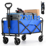 EVLIQUIL Collapsible Foldable Wagon,Wagons Carts Foldable with Wheels,Utility Grocery Folding Beach Wagon  (Lake Blue).