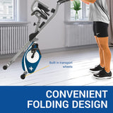 XTERRA Fitness Folding Exercise Bike, 225 LB Weight Capacity, Cordless, Battery Powered with Solid X-Frame Folding Design, Padded Seat and Handlebars, Adjustable Foot Straps, 8 Levels of Resistance XTERRA