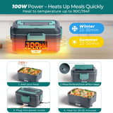 Annie & Mia Design Electric Lunch Box for Adults, 100w 3.5L 2-Layer Portable Food Warmer, Dual Mode 2.5L + 1L Heated Lunch Box for Adults, Home/Car/Office/Truck Use, Lonchera Eléctrica Portátil