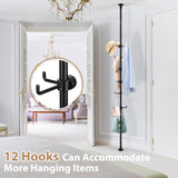 SCoat Rack Freestanding, 56 to 125 inch Adjustable Tension Rod Coat Hanger with 12 Hooks for Hanging Coat Sempicad
