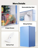 Upstreman 3.2 Cu.Ft Mini Fridge with Freezer, Single Door Mini Fridge, Dorm Fridge, Adjustable Thermostat, Mini Refrigerator for Bedroom, Office, Dorm, Blue-BR321