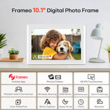 Frameo 10.1" Digital Picture Frame, Smart WiFi Digital Photo Frame with 1280x800 HD IPS Touch Screen 32GB Memory Auto-Rotate Wall Mounted, Share Photos/Videos from Phone Anywhere(White)