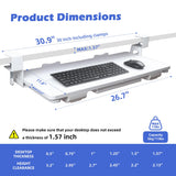 Keyboard Tray Under Desk with Drawer, White, 26.77" X 11.81"