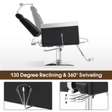 BarberPub Classic Recline Hydraulic Barber Chair Salon Spa Chair Hair Styling Beauty Equipment 3018 (Black)