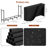 Outdoor Indoor Firewood Storage Holder with Cover, Heavy Duty Metal Log Stacker Rack with Weather Resistant 600D Oxford Fabric Cover, Wood Pile Storage Carrier Organizer Stand for Fireplace, Black