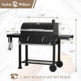 Sophia & William Extra Large Charcoal BBQ Grills with 794 SQ.IN. Cooking Area, Heavy Duty Outdoor Barbecue Grill, Black