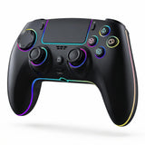 HIKICESOM Wireless Hall Effect Controller for PS5/PS5 Pro/PC/Mac, Anti-Stick-Drift Gamepad with Back Paddles, 6-Axis Motion Sensor, Turbo & Macro, Dual Vibration, Built-in Speaker, 3.5mm Audio Jack, Mute Key, LED Lighting (7Colors, 4 Effects) - Night Blac