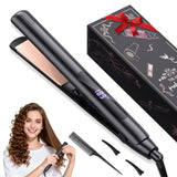 Hair Straightener, Flat Iron 1 Inch Titanium Ceramic Ionic Hair Straightener and Curler 2-in-1, Fast Heat Up, Adjustable Temperature, Dual Voltage, Auto Shut Off for Less Frizz, Shines and Smooth