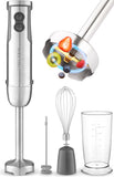 Zulay Kitchen 4-in-1 Immersion Blender 800W Hand Blender Set with Whisk, Milk Frother & 600ml Cup, 12-Speed Stick Blender with Turbo Mode for Soups, Smoothies, Sauces, Purees & Baby Food (Gray)