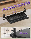 Zontera Ergonomic Mouse & Keyboard Tray Under Desk, 20x11.8 in Board, Black
