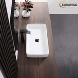 KARAMAG White Vessel Sink,Rectangle 24"x14" Bathroom Sink Above Counter Porcelain Ceramic Small Sink Bowl Ceramic Vessel Sinks for Bathrooms