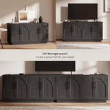 Hotmeily 30.7" Tall Arched Entertainment Center,Black Grey Oak