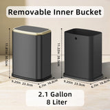 Swing-Top Rectangular Waste Bin, Stainless Steel Garbage Can for Home, Office, Toilet, Bedroom