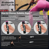 Brobantle Battle Rope 2 Inch Diameter,Black 30FT Exercise Workout Ropes for Home Gym Heavy Weighted Training Rope for Working Out