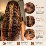 ALSZIQIHR Highlight Ombre Water Wave 13x4 HD Lace Front Wig Human Hair 34In