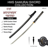 Hand Forged 1045 Carbon Steel Damascus Empire Wheel Katana Full Tang Sword