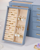 Homde Jewelry Organizer large for Dresser: Big Jewelry Box for Women - Holder with Drawers - Elegent Necklace Earring Ring Display Modern Gift (Grey Blue)
