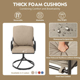 MELLCOM Outdoor Swivel Rocker Patio Chairs with Khaki Cushions, Set of 4
