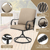 MELLCOM Outdoor Swivel Rocker Patio Chairs with Khaki Cushions, Set of 4