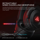 Wireless Gaming Headset with Microphone for PC, 7.1 Surround Sound, 20 ms Ultra-Low Latency, 2.4G Bluetooth USB Gamer Headphones EKSA