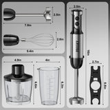 Immersion Blender Handheld 1200W, 20-speeds Immersion Hand Blenders, Hand Mixer with Mining Beaker,Chopper,Whisk, Frother and Stick Blender Suitable for Kitchen, Protein Shakes and Baby Food