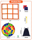 2-in-1 Outdoor Giant Tic Tac Toe Bean Bag Toss Games, Tic Tac Toe Ball Toss Game and Dart Board Games with Sticky Balls for Kids Adults Large Lawn Carnival Yard Birthday Family Outside Party Games