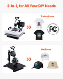 1200W Double Tube Fast and Even Heating, Digital Precise Control, Sublimation Press Machine for T-Shirts