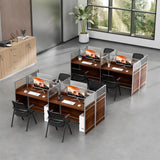 4 Person Office Cubicle Workstation Desk, 94.5" Modular Office Computer Team Workstations