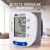 Mabis Digital Premium Wrist Blood Pressure Monitor with Automatic Wrist Cuff that Displays Blood Pressure, Pulse Rate and Irregular Heartbeat, Stores up to 120 Readings (Pack of 48)