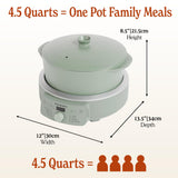 MAGNIFIQUE Slow Cooker, 4.5 Quart 8-in-1 Clay Pot Multi-Cooker, Non-Toxic Slow Cooker with Removable Clay Pot, for Rice, Pasta, Steam & Proof, Nonstick, Oven Safe Pot to 500°F, Olive