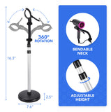 Bamodi Hair Dryer Holder Black - Hands-Free Hair Drying Metal Stand with 360° Rotation, Adjustable Height - Countertop or Wall Mount - Stylish and Convenient Storage Solution for Bathroom