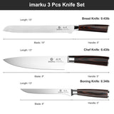 imarku 3 Piece Knife Set, Professional Japanese High Carbon Stainless Steel Chef Knife, Ultra Sharp Kitchen Knives Set with Ergonomic Pakkawood Handle, Ideal Gift for Mom