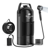 Tadomoe Portable Camping Shower with Battery Powered Pump, 5 Gal/20L Solar Heated Camp Shower Bag, 3-Mode Shower Head & Travel Case for Outdoor Camping, Beach Rinse & Dogs (Black)