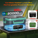 Omboos Cordless Electric Heated Lunch Box, XL 6.3Cups Rechargeable Food Warmer Lunch Box with Self Heating, Smart Timer, Adjustable Temperature, Leakproof, BPA Free, Removable Divider Dark Gray