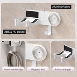 HAVICATO White Hair Dryer Holder, Wall-Mounted Blow Dryer Holder, Adhesive Hair Dryer Organizer with Cable Storage, Hair Dryer Cradle for Bathroom Vanity, Aluminum&ABS