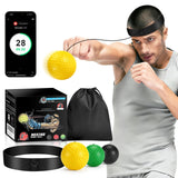 JUOIFIP Boxing Reflex Ball Set | Punch Counter APP Included,3 Balls with Different Weights, Adjustable Headband | Hand Eye Reaction Trainer | Boxing Gym Equipment