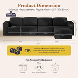 Furnify 136" Modular Sectional Couch Left/Right Facing Convertible, L-Shape Modern Teddy Sofa, Deep Seat Upholstered Foam Couch for Living Room Bedroom, No Assembly Required (Black, Teddy Boucle)