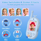 Video Walkie Talkies for Kids Toys - 2 Pack Rechargeable Walkie Talkie with Camera and Screen,Long Range 2 Way Radio for Outdoor Camping Games,Christmas Birthday Gifts for Boys Girls Age 3-12(Blue)