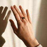 JINEAR 14k Gold Plated Chunky Thick Dome Gold Rings Wedding Band for Women and Men Statement Rings High Polish lightweight Comfort Fit