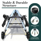 HolyHeal 3 Wheel Walkers for Seniors, Lightweight Rollator Walkers Foldable for Elderly with Cane Hold and Cup Hold, Height Adjustable Aluminum Three Wheel Rolling Walker Mobility Aid, Blue
