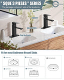 Casavilla Bathroom Faucets Set with Pop Up Drain, Modern Single Handle Black Bathroom Sink Faucet w/Deck Plate(1 or 3 Hole), Farmhouse RV Vanity Sink Faucet-2 Sets, baño lavamanos Llave