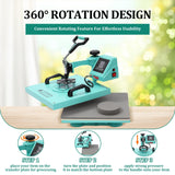 8-in-1 Heat Press,15x15 Sublimation Machine,360° Swing Away Combo