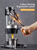 FOHERE Orange Juicer Squeezer, Cast Iron Lemon Squeezer, Commercial Citrus Juicer Hand Press for Orange, Lemon, Pomegranate, Grapefruit, Easy to Clean Citrus Squeezer with a Stainless Steel Cup