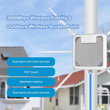 Vvikizy 3km Outdoor Wireless Router AP, 6 Dual Band 7dBi Antennas, IP67 Water Proof POE Powered, with 5 Modes for Indoor Outdoor Use (US Plug)