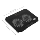 Laptop Cooling Pad Stand Black with USB Fan Control Adjustable Angles